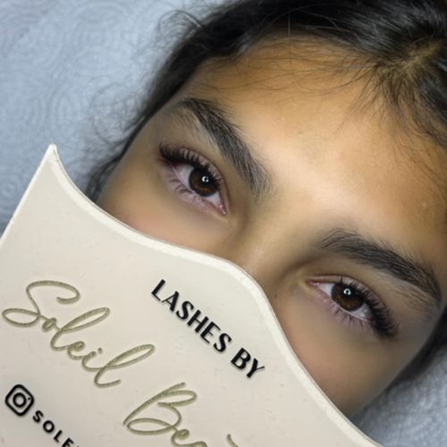 Close-up of a soft, wispy eye look by Soleil Beauty Bar in Hartford